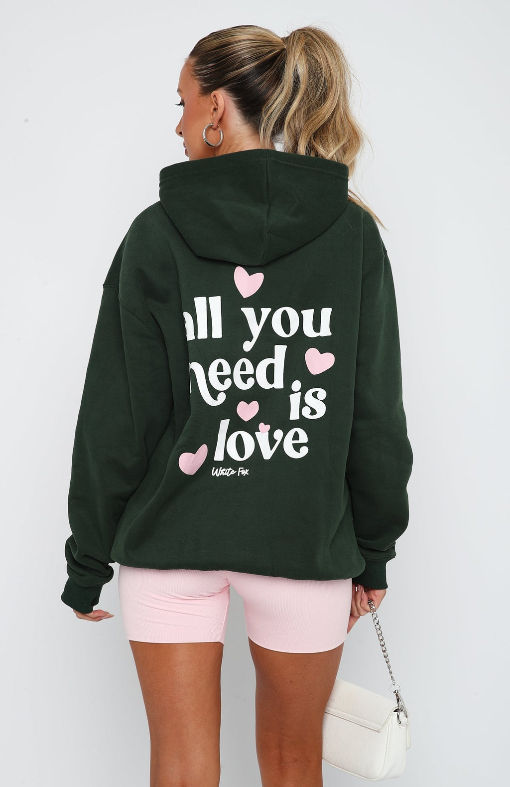 White Fox All You Need Is Love Hoodie Forest Green