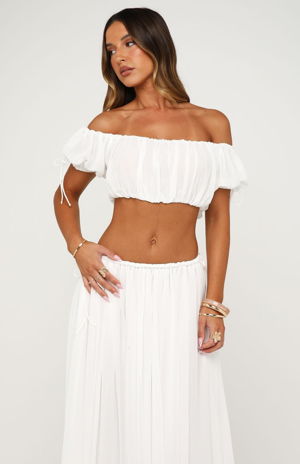 White Fox Flounce Flirt Top White