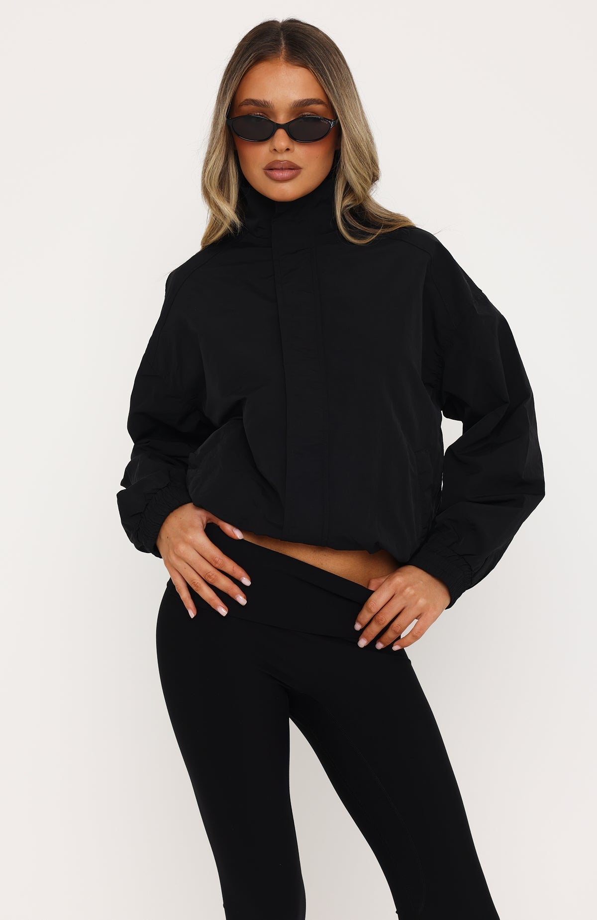 White Fox Cool Vibe Funnel Neck Jacket Black