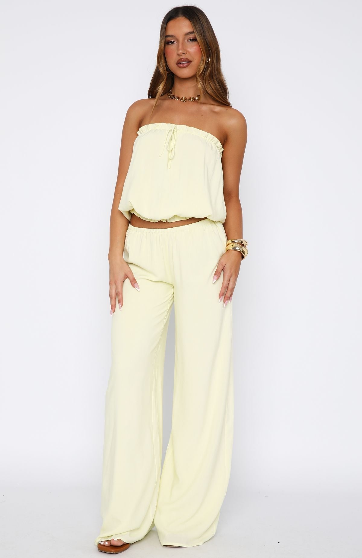 White Fox Golden Child Pants Lemon