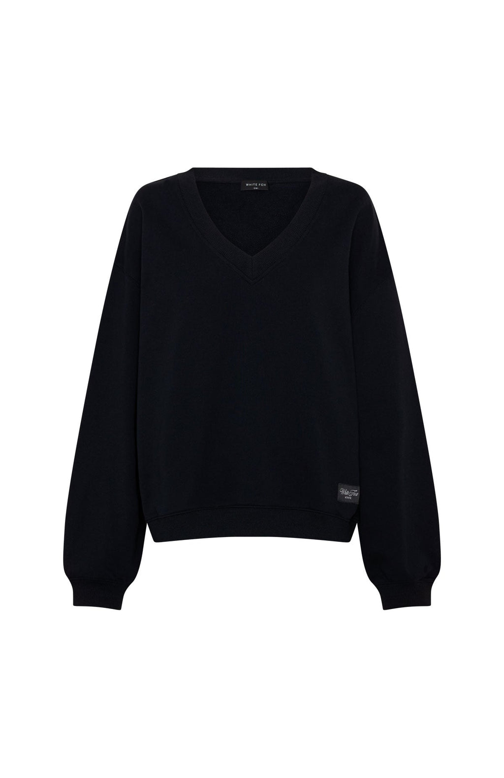 White Fox Shutting It Down V Neck Oversized Sweater Black