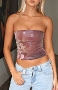 White Fox Make It Real Strapless Sequin Bustier Floral Shadows