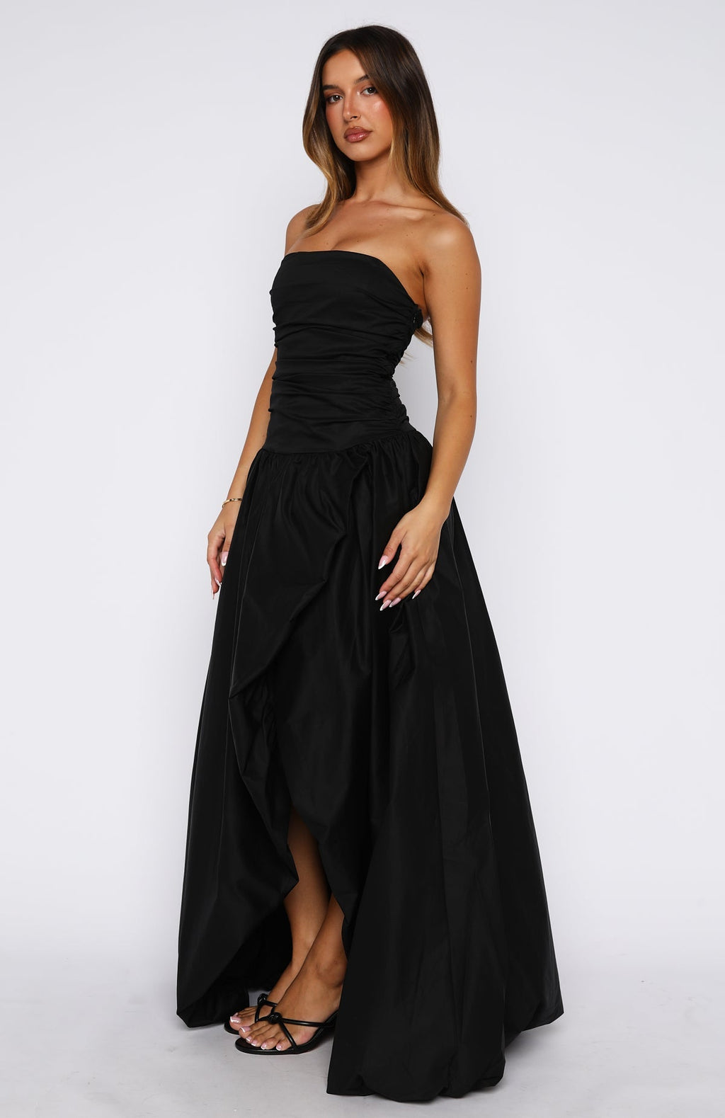 White Fox Keep My Promise Strapless Maxi Dress Black