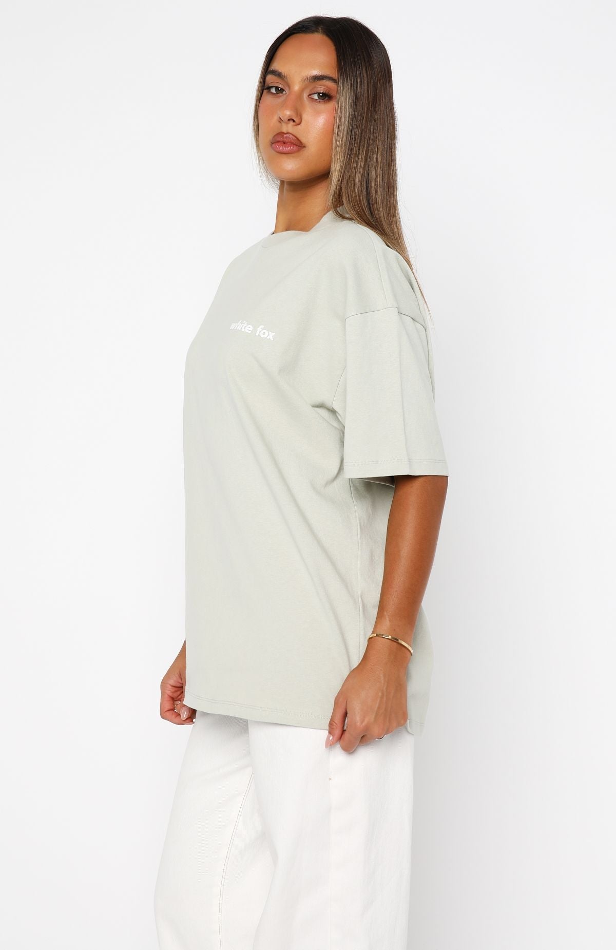 White Fox No Mercy Oversized Tee Sage