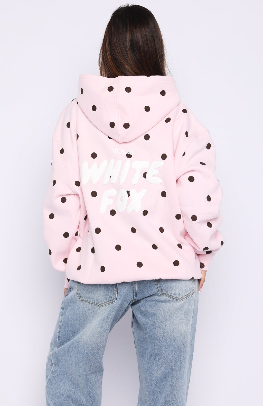 White Fox Offstage Printed Oversized Hoodie Posy Polka Dot