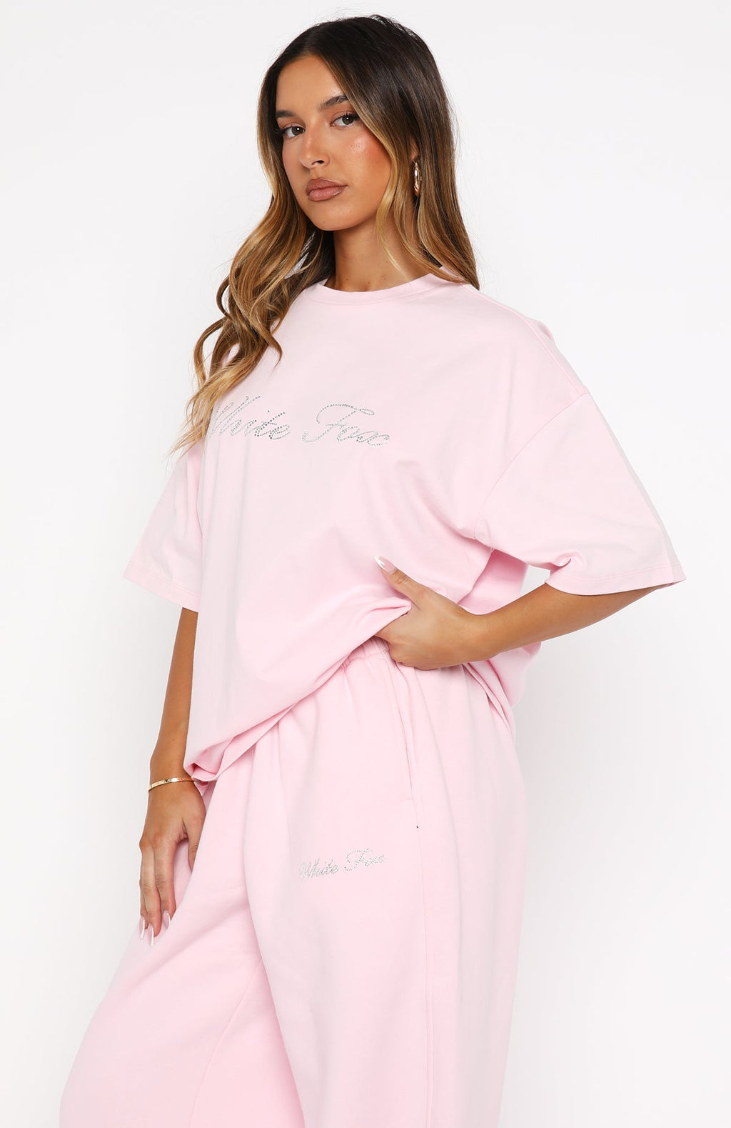 White Fox Make It Or Break It Oversized Tee Pink