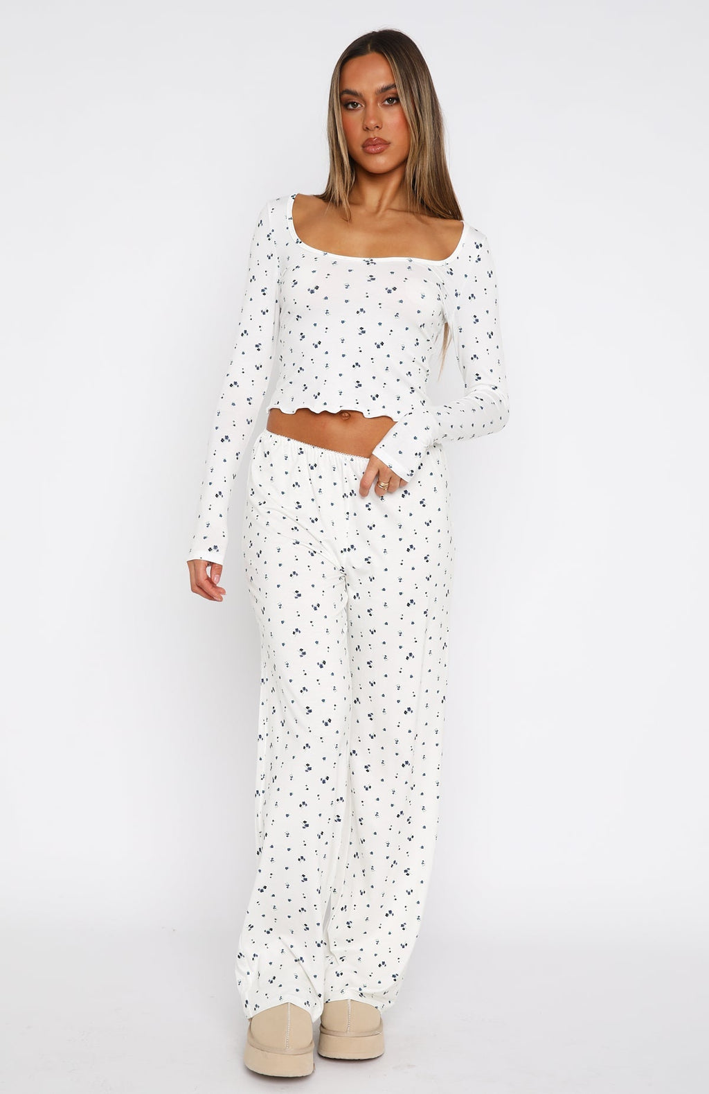 White Fox Dreamy Pyjama Pants Ditsy Blues