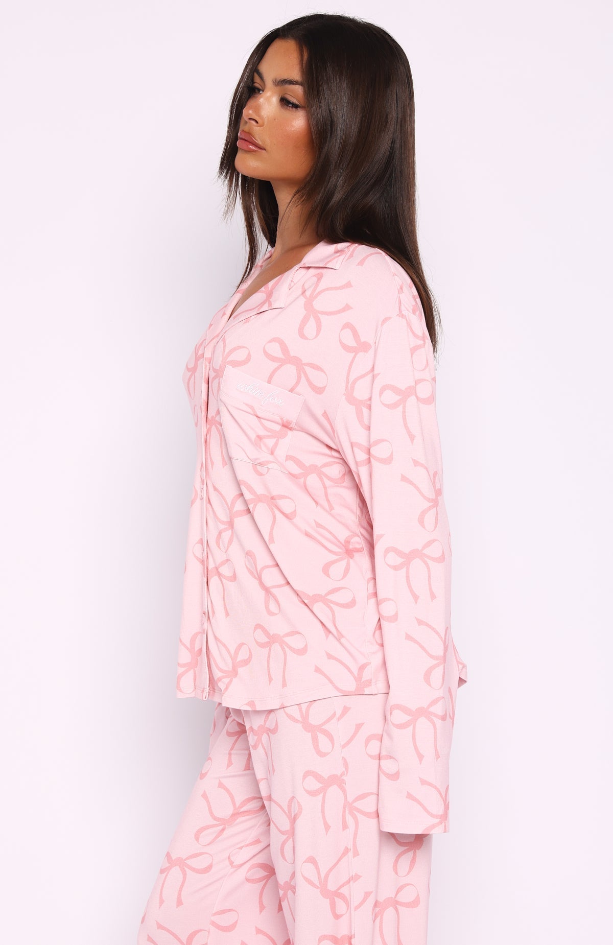 White Fox Pillow Talk Printed Long Sleeve Pyjama Set Posy Bow