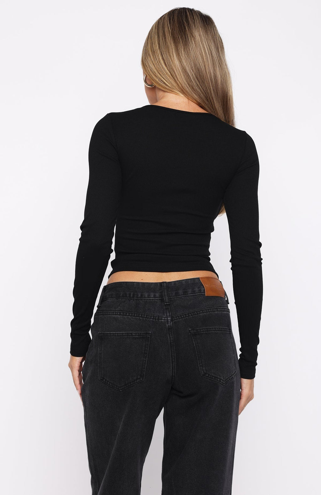 White Fox Steal My Heart Long Sleeve Top Black