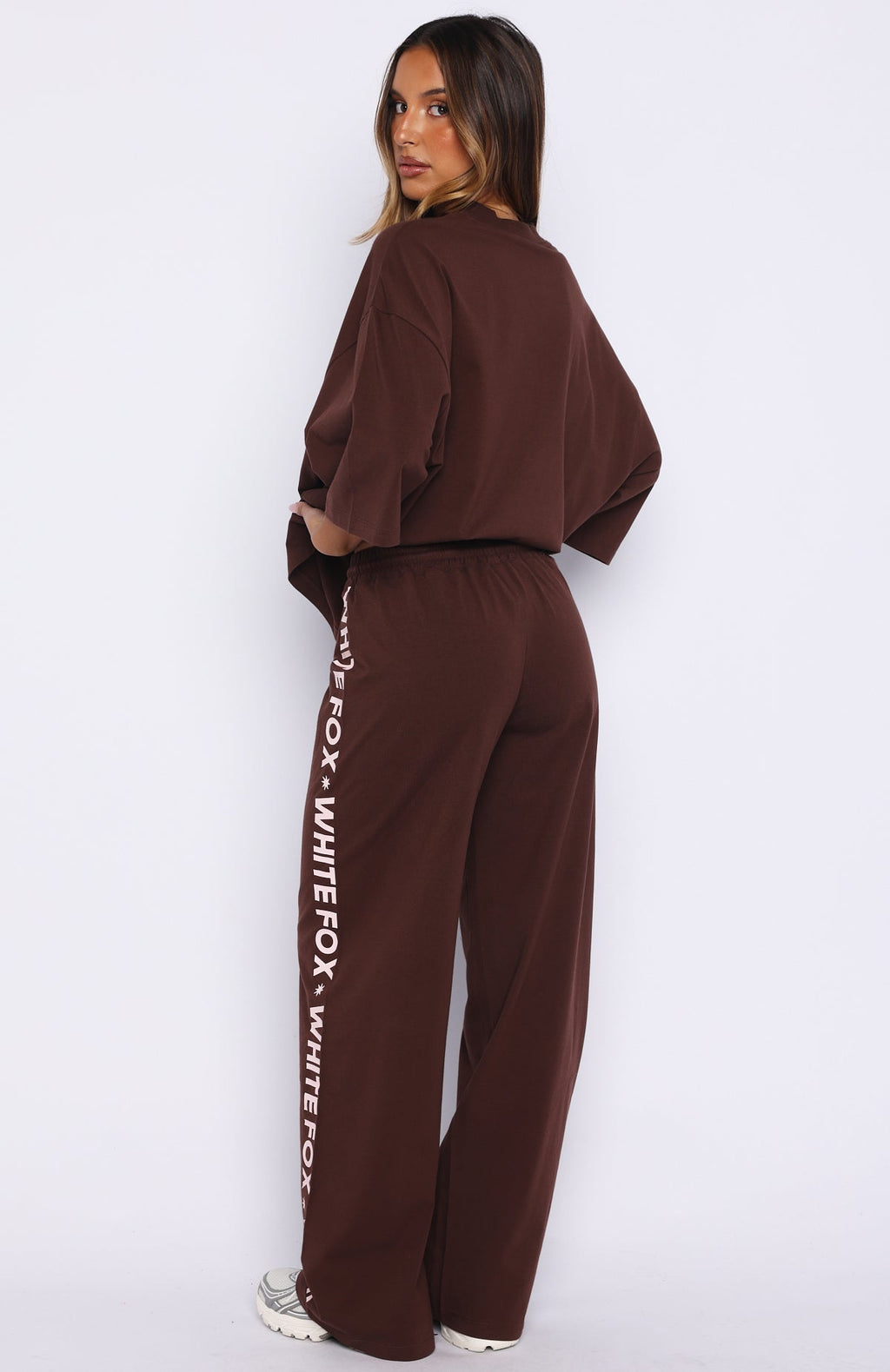 White Fox Tender Hearts Track Pants Chocolate