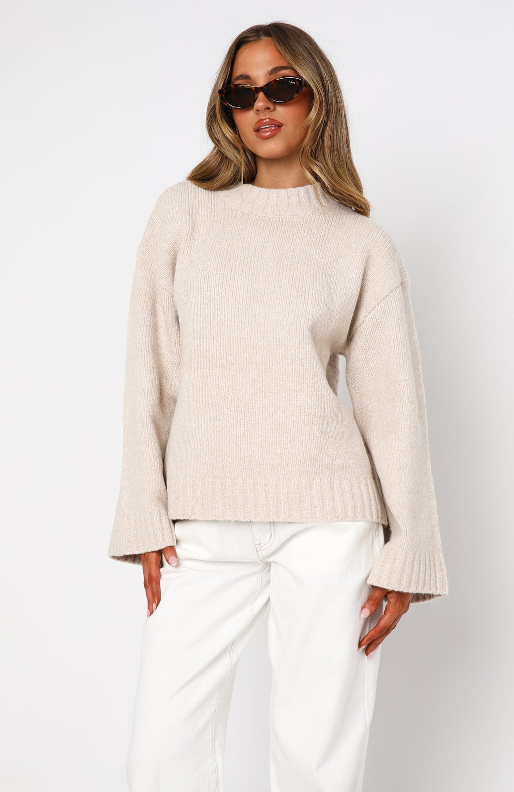 White Fox Winter's Chill Knit Sweater Oat
