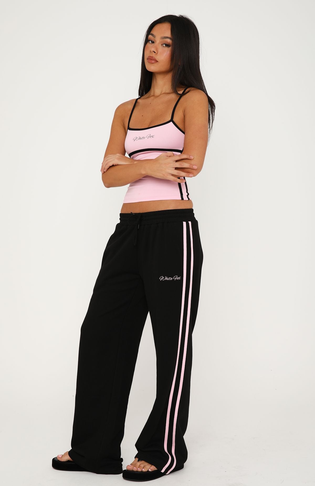 White Fox Breaking Your Heart Track Pants Black