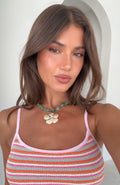 White Fox Saylor Necklace Gold/Teal