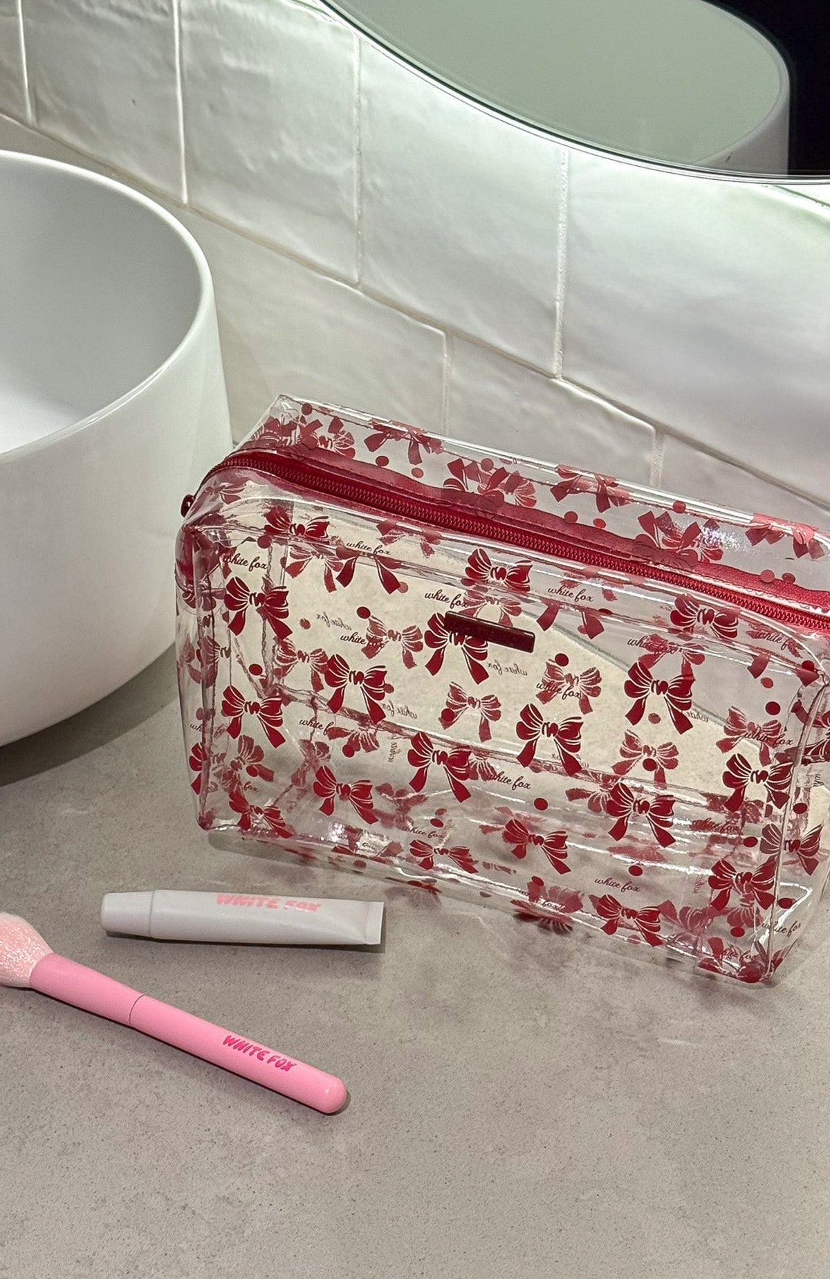 White Fox Clara Cosmetic Case Bow Bliss