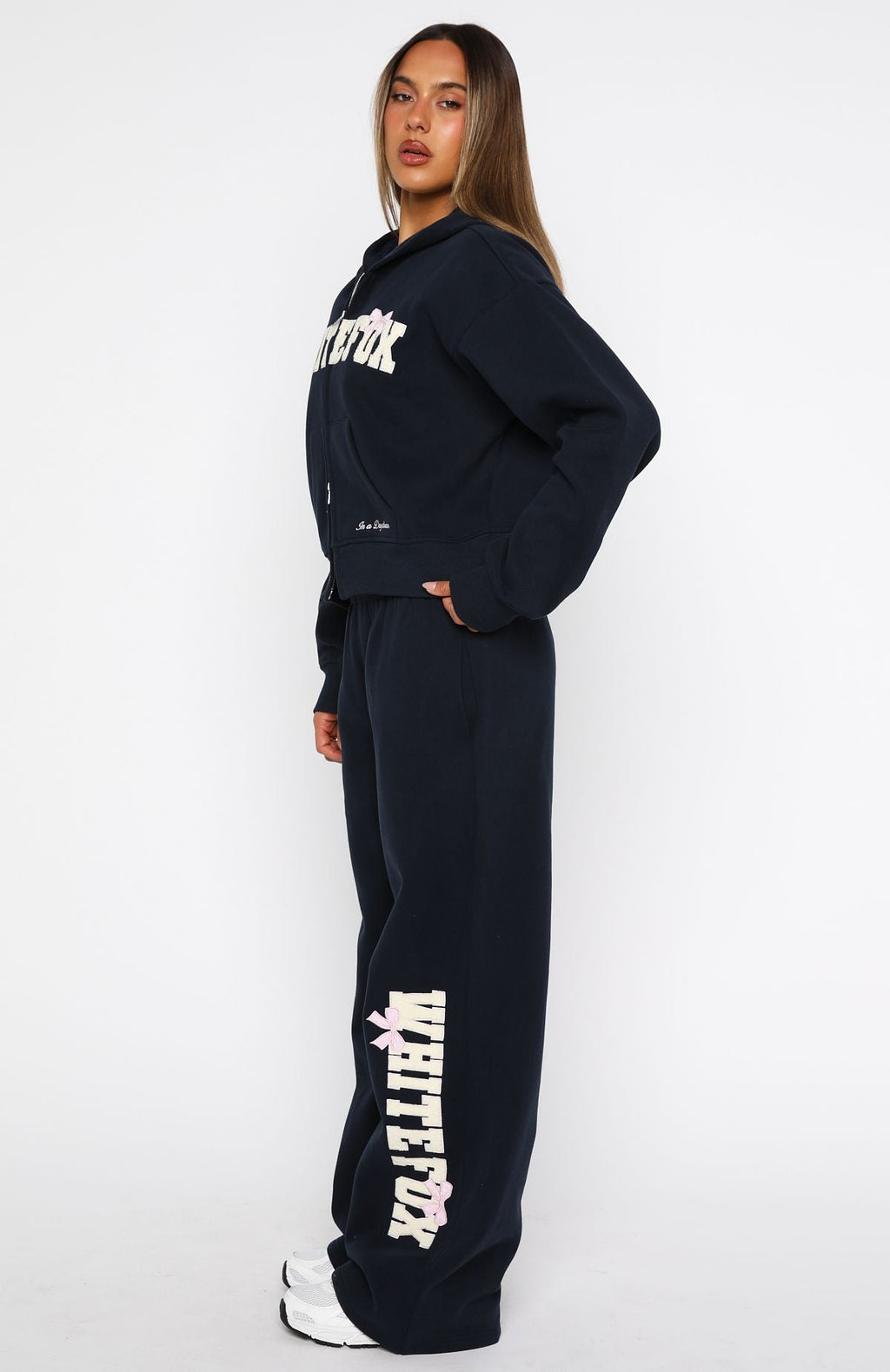 White Fox Daydreamers Madeline Wide Leg Sweatpants Navy