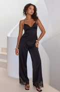 White Fox Manhattan Midnight Lace Insert Pants Black