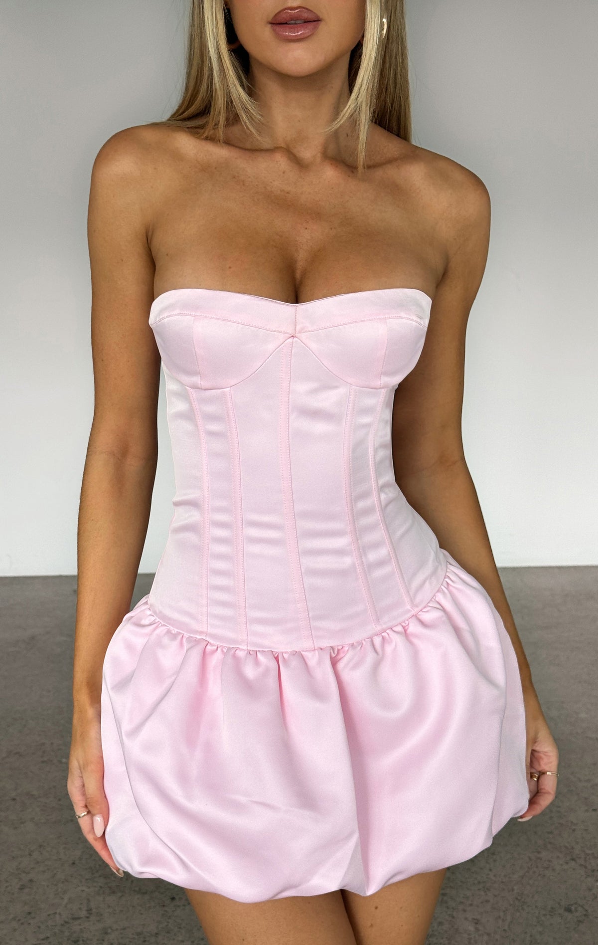 White Fox Princess Era Strapless Mini Dress Baby Pink
