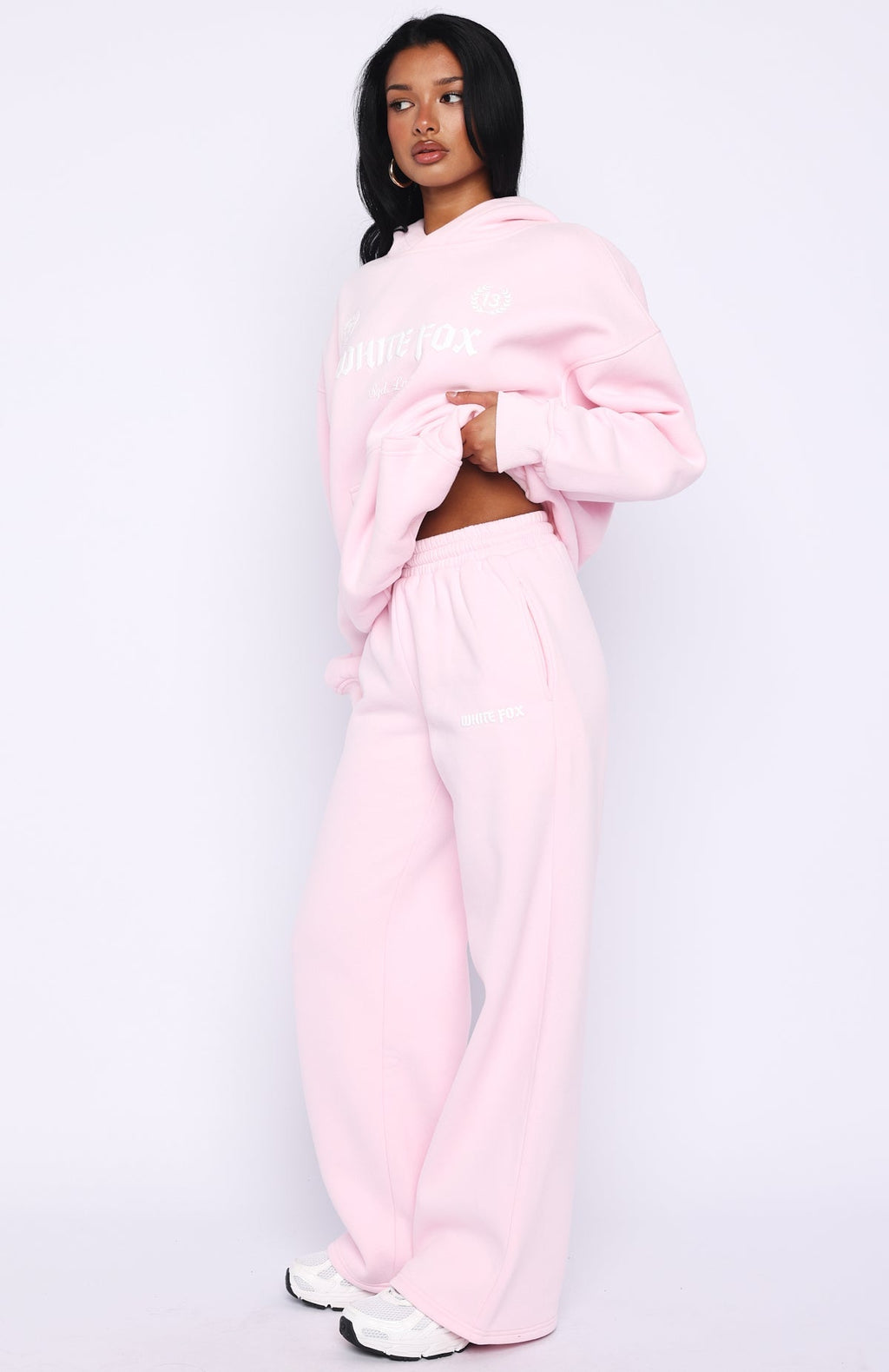 White Fox Vibe Too High Wide Leg Sweatpants Pink