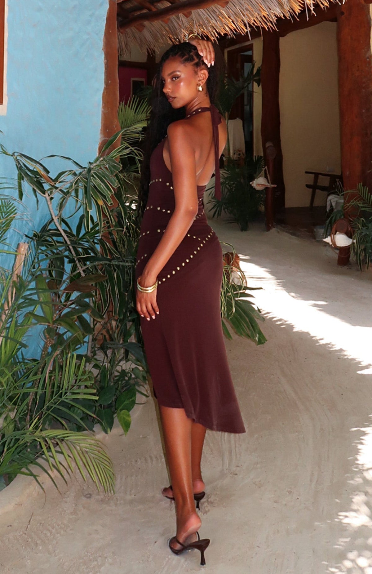 White Fox Hot To Handle Midi Dress Chocolate