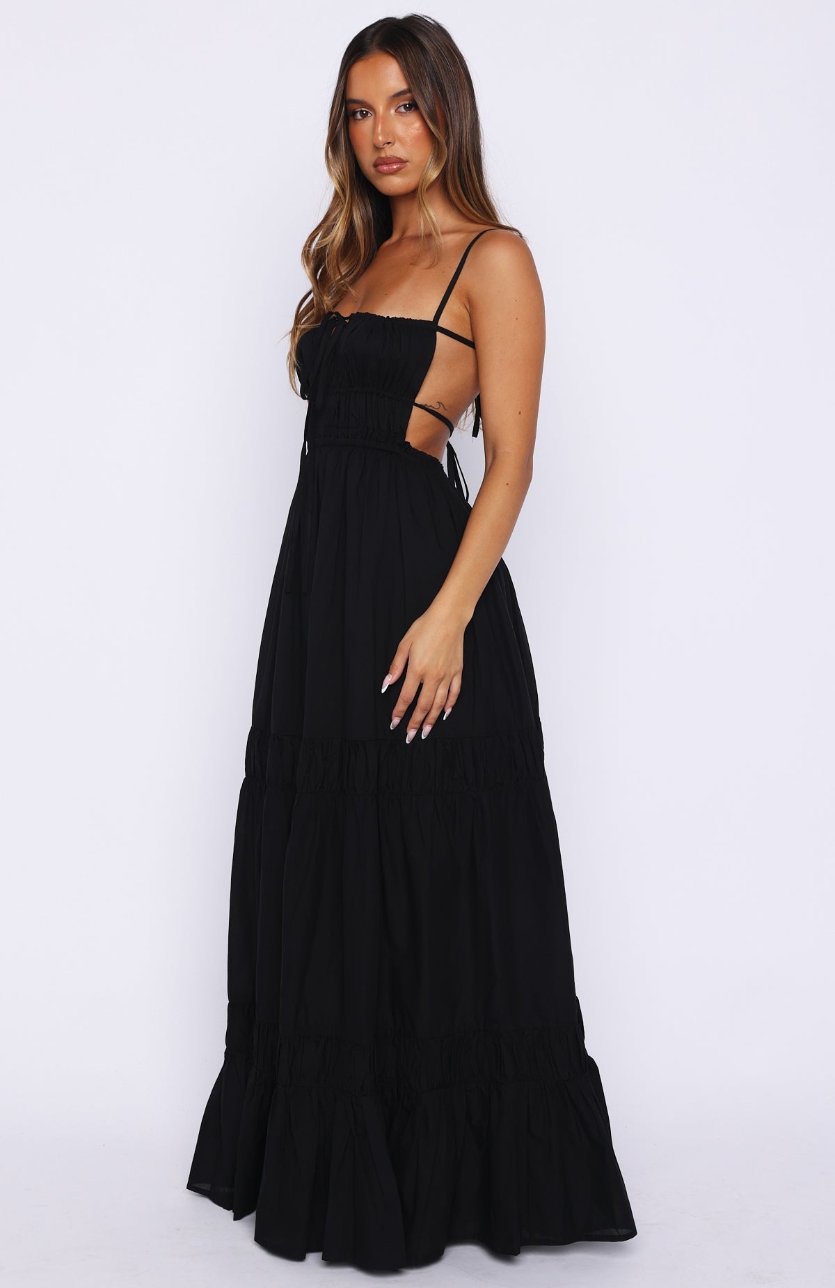 White Fox Rumour Has It Maxi Dress Black