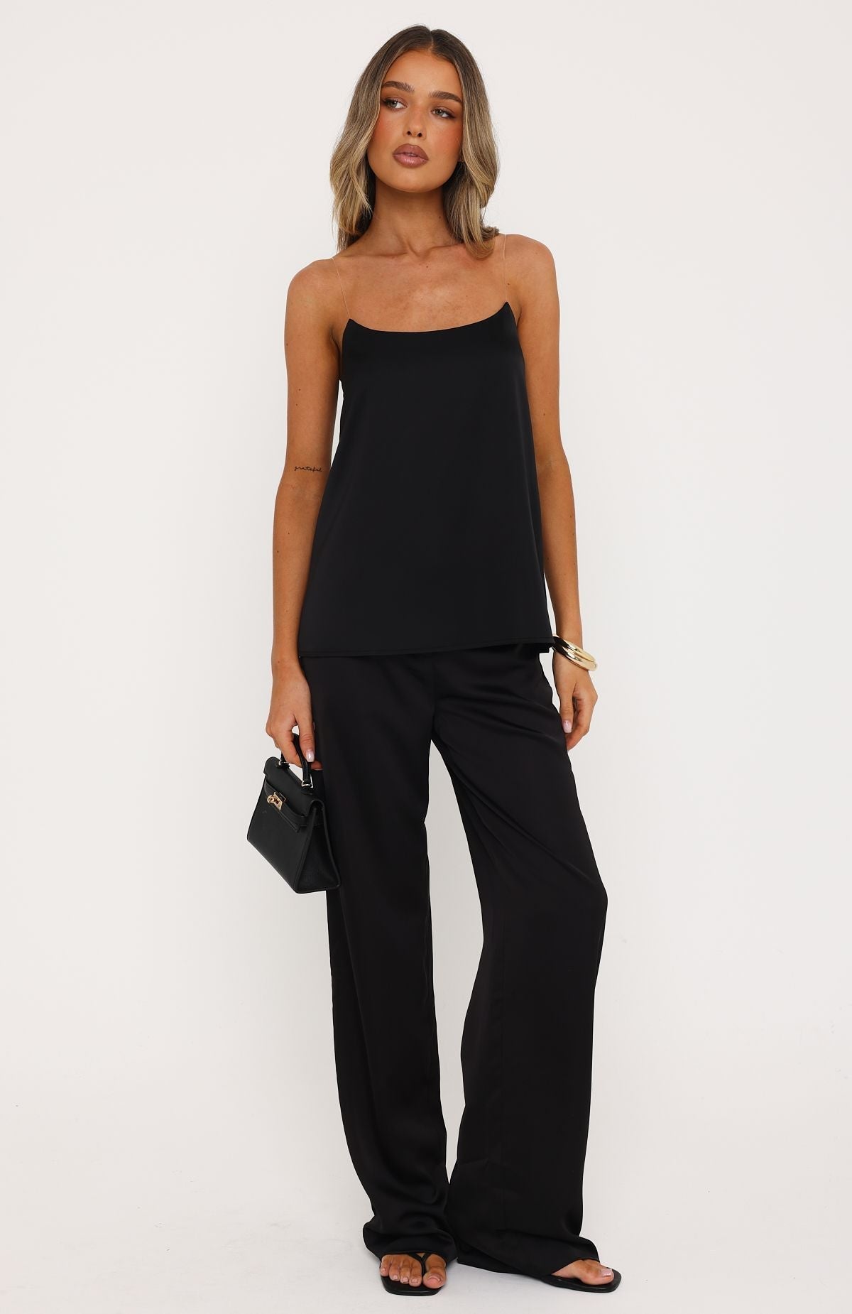 White Fox True Intentions Invisible Strap Top Black