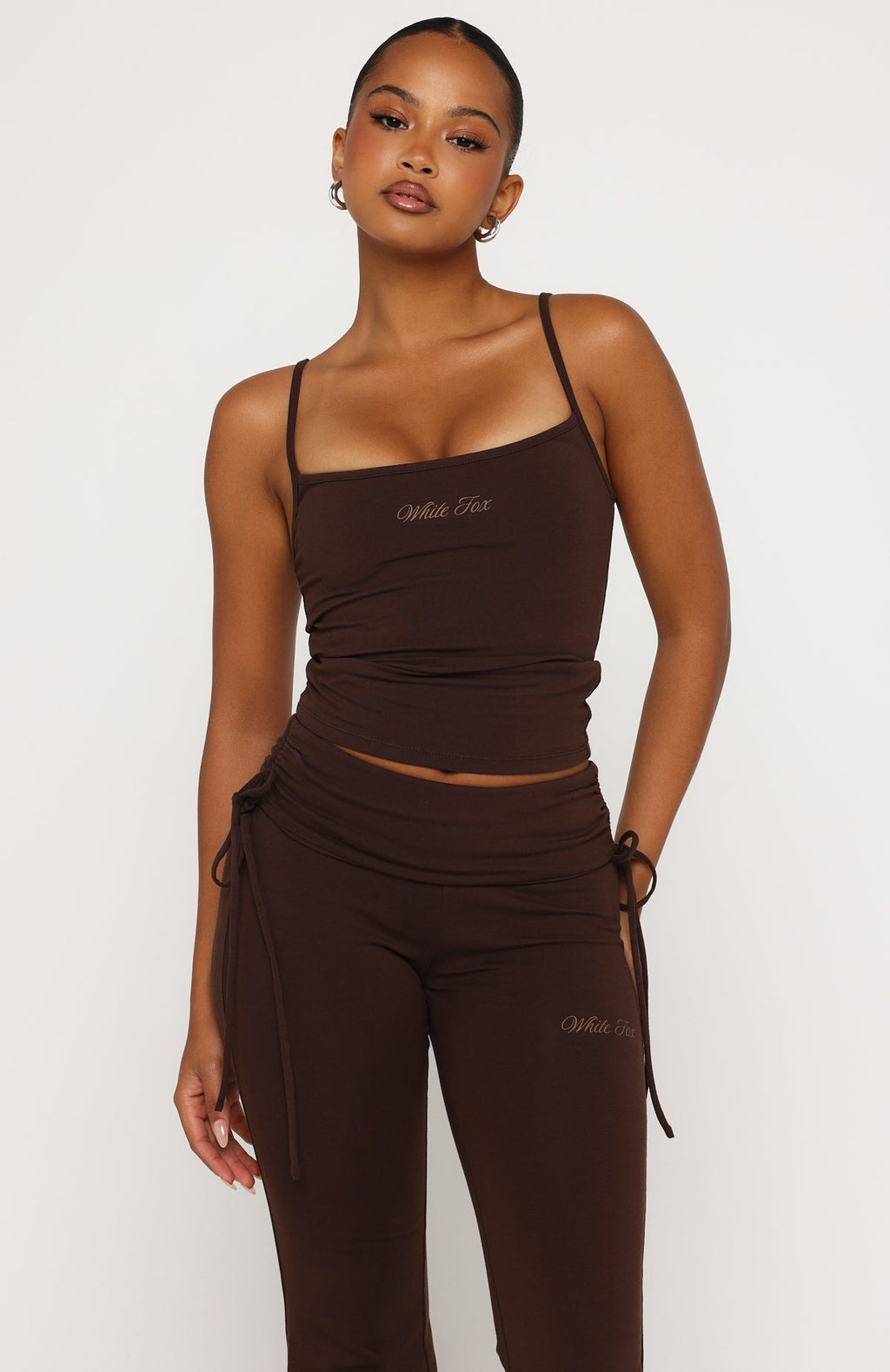 White Fox Pretty Vibes Singlet Chocolate