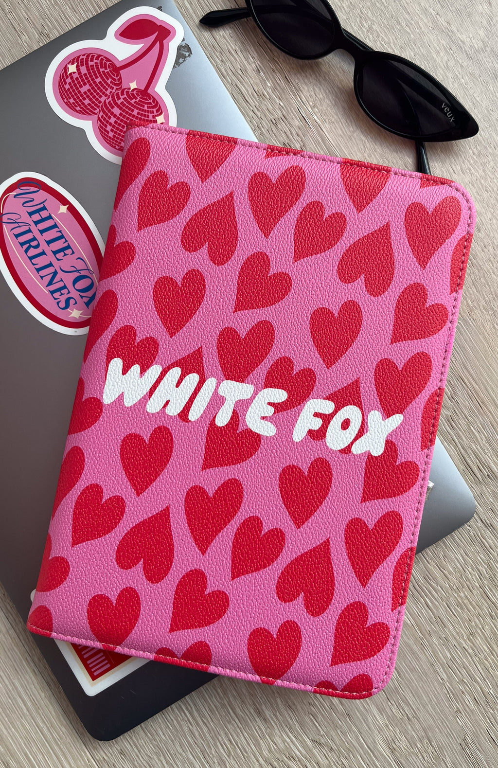 White Fox Speckles A5 Notebook Pink Hearts