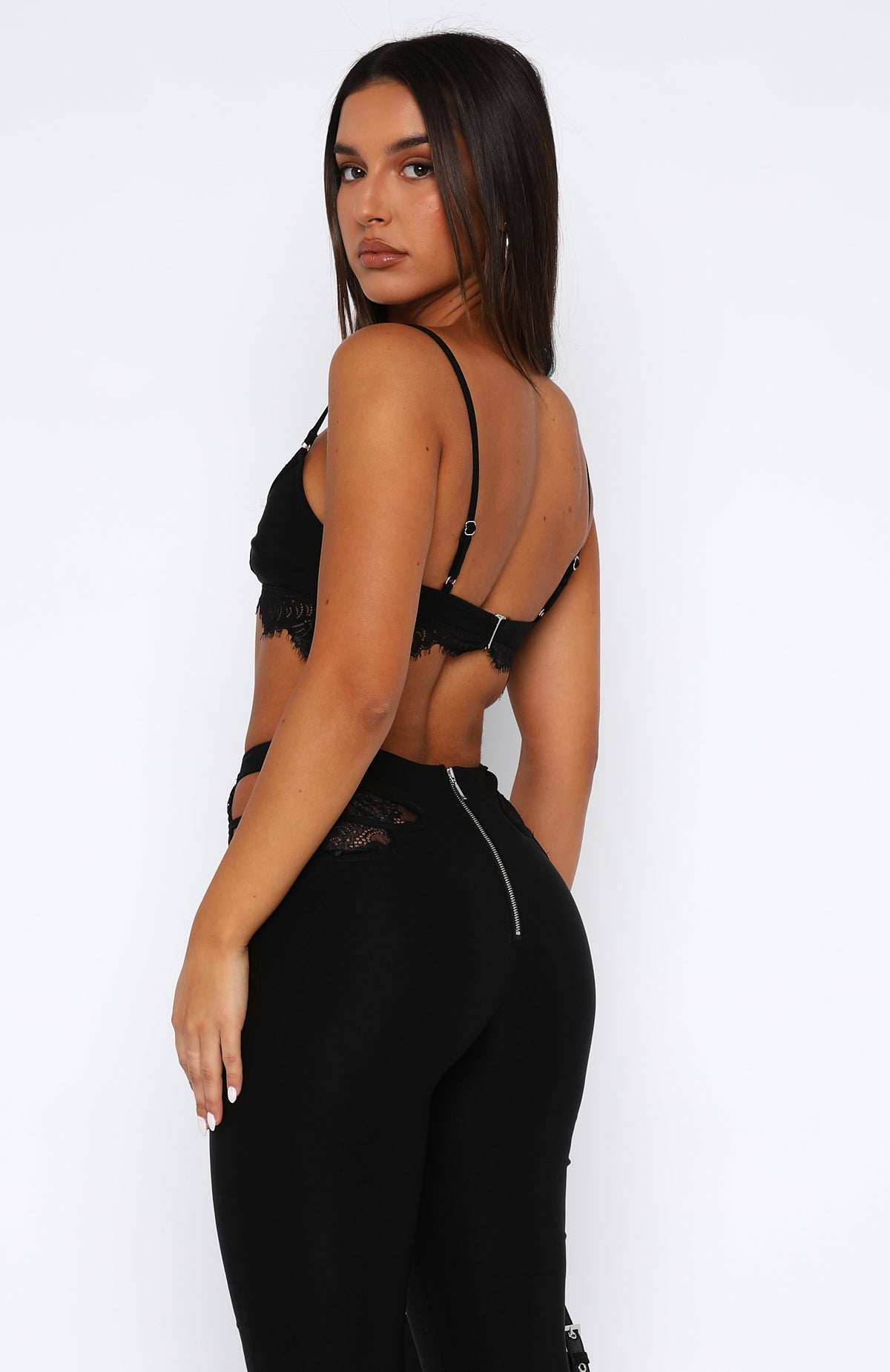 White Fox If I Were You Lace Crop Black