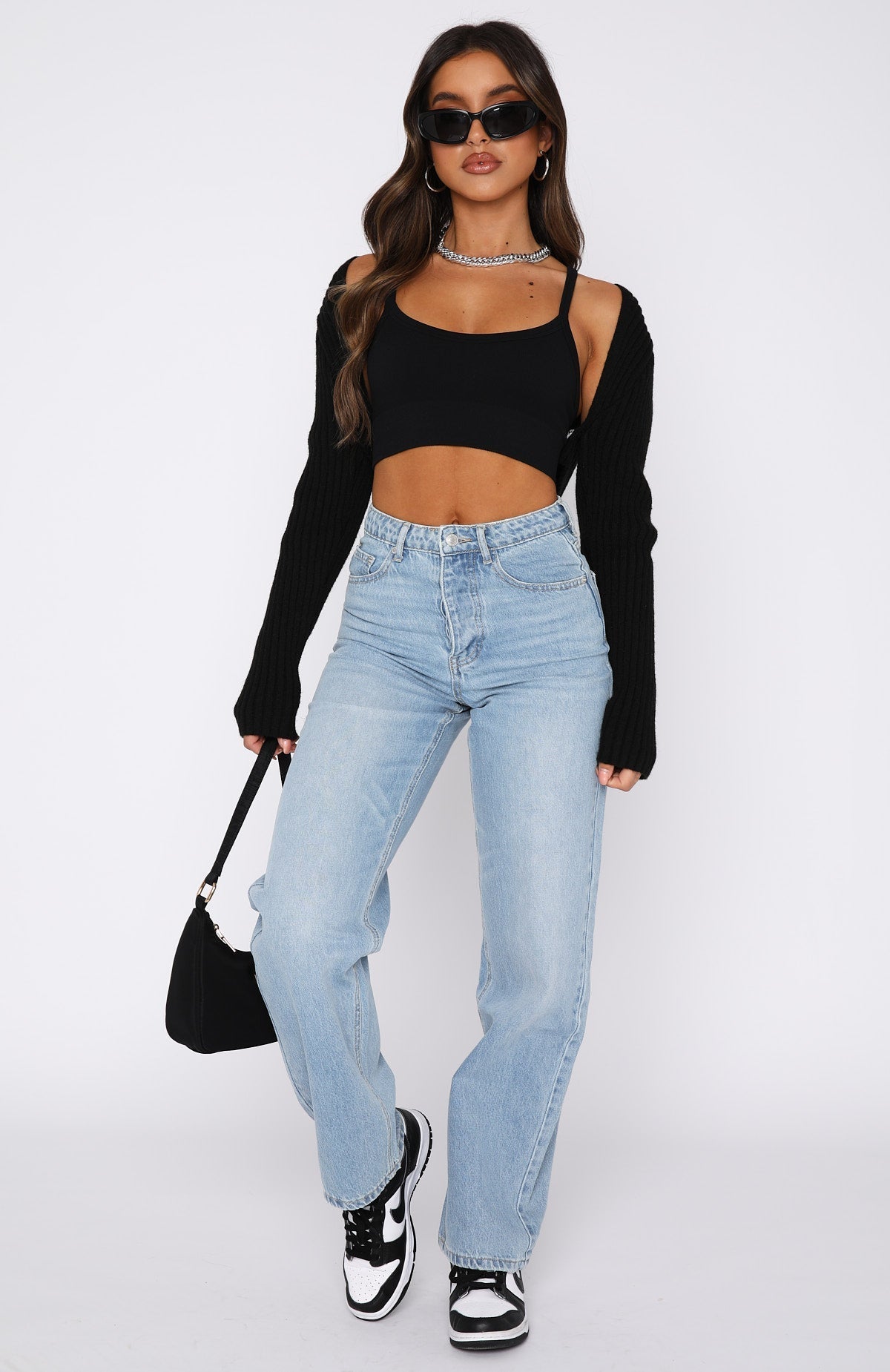 White Fox One Call Away High Rise Straight Leg Jeans Vintage Mid Blue