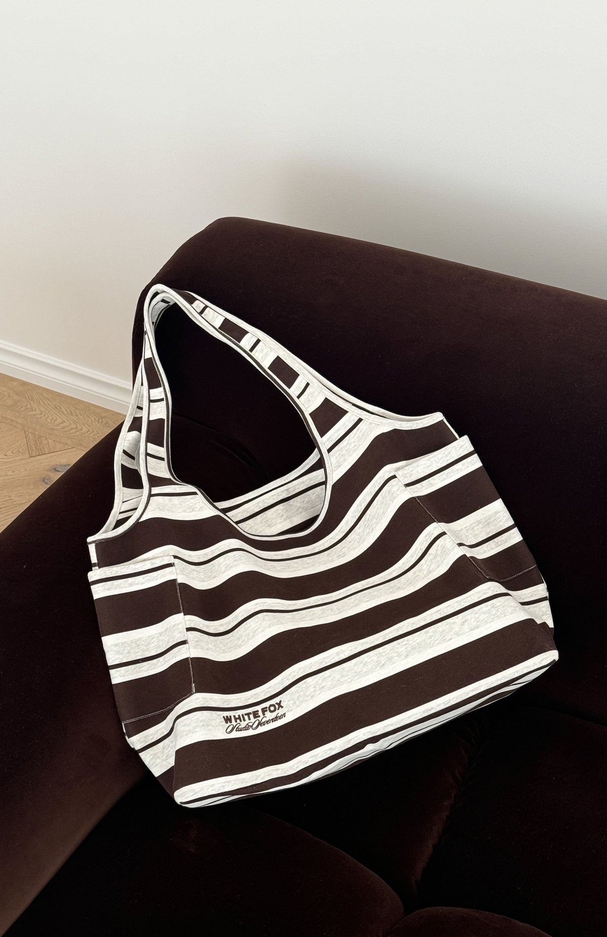 White Fox Studio 17 Jules Shoulder Bag Grey Marle Stripe