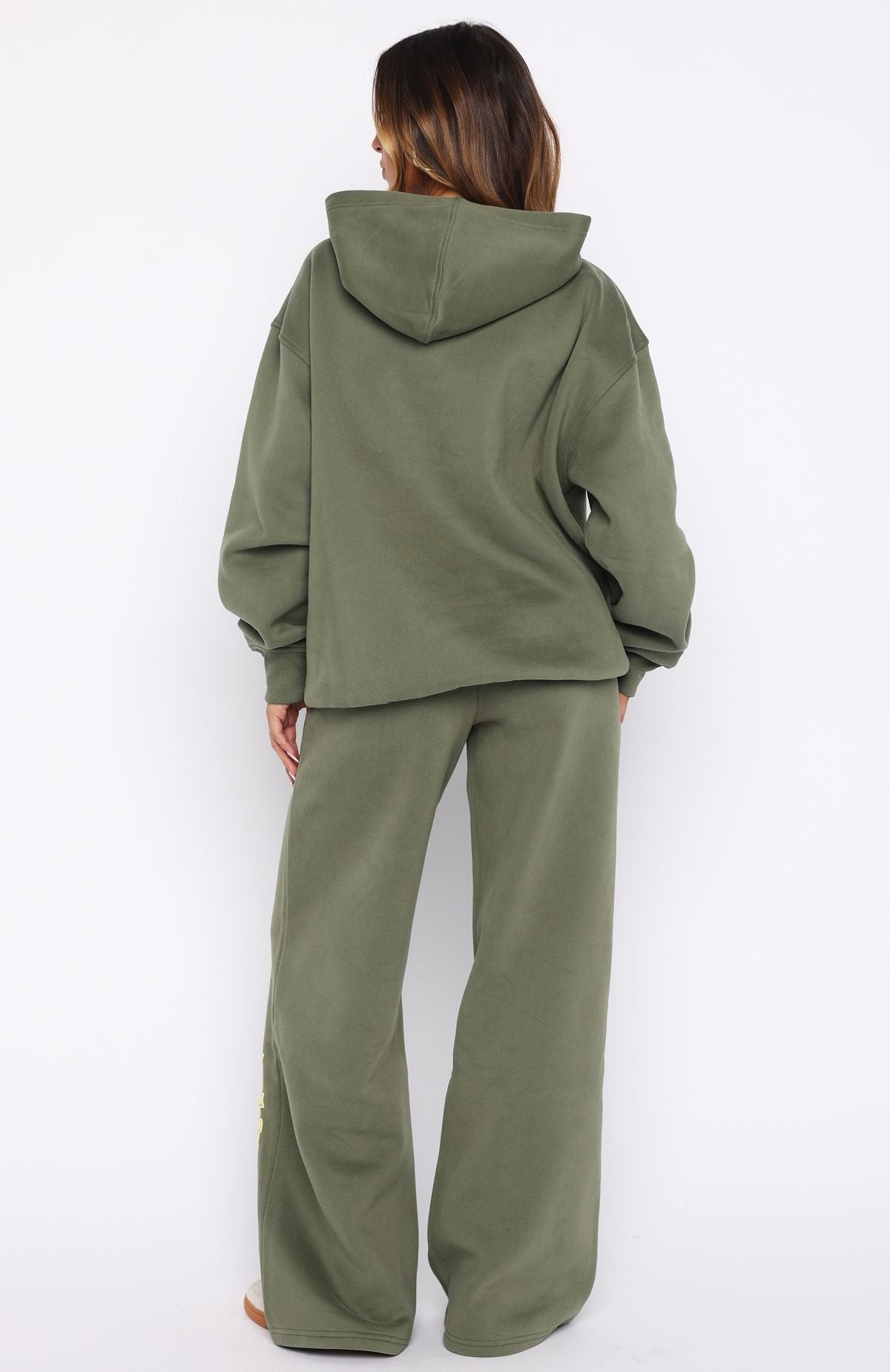 White Fox Ready To Go Wide Leg Sweatpants Khaki