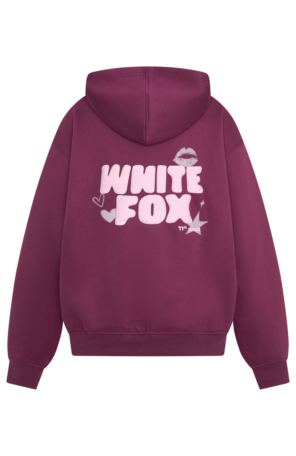 White Fox 11th Street Sweet Kisses Oversized Hoodie Very Berry