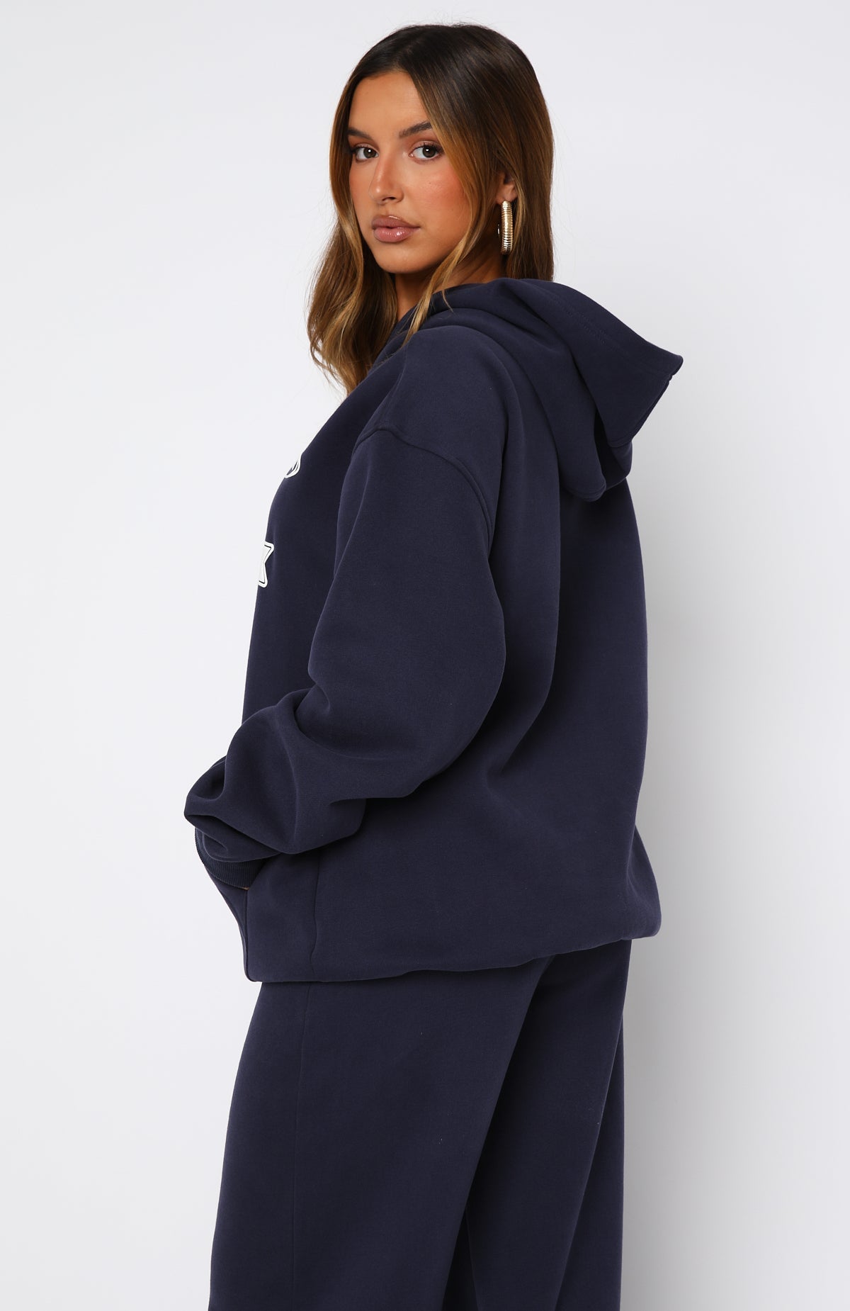 White Fox Ready To Go Oversized Hoodie Navy