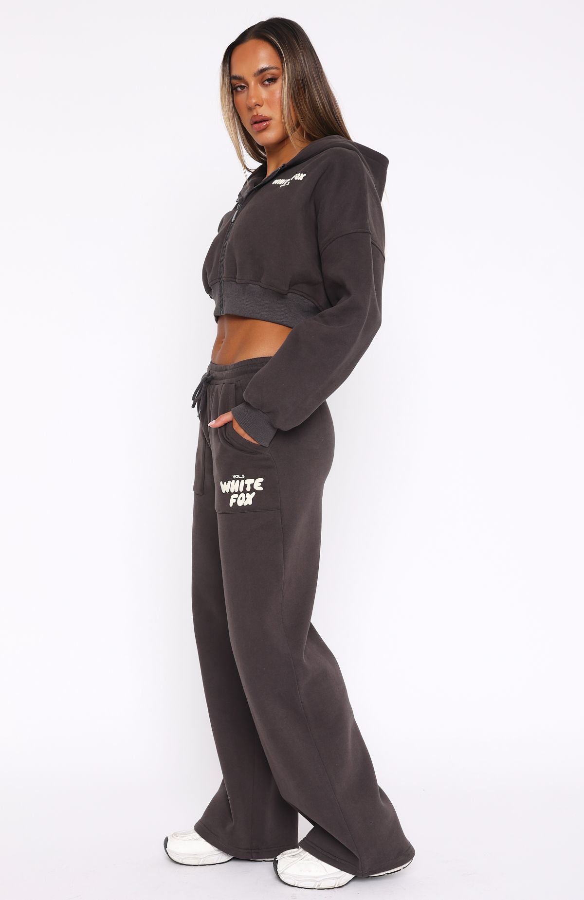 White Fox Offstage Wide Leg Sweatpants Shadow