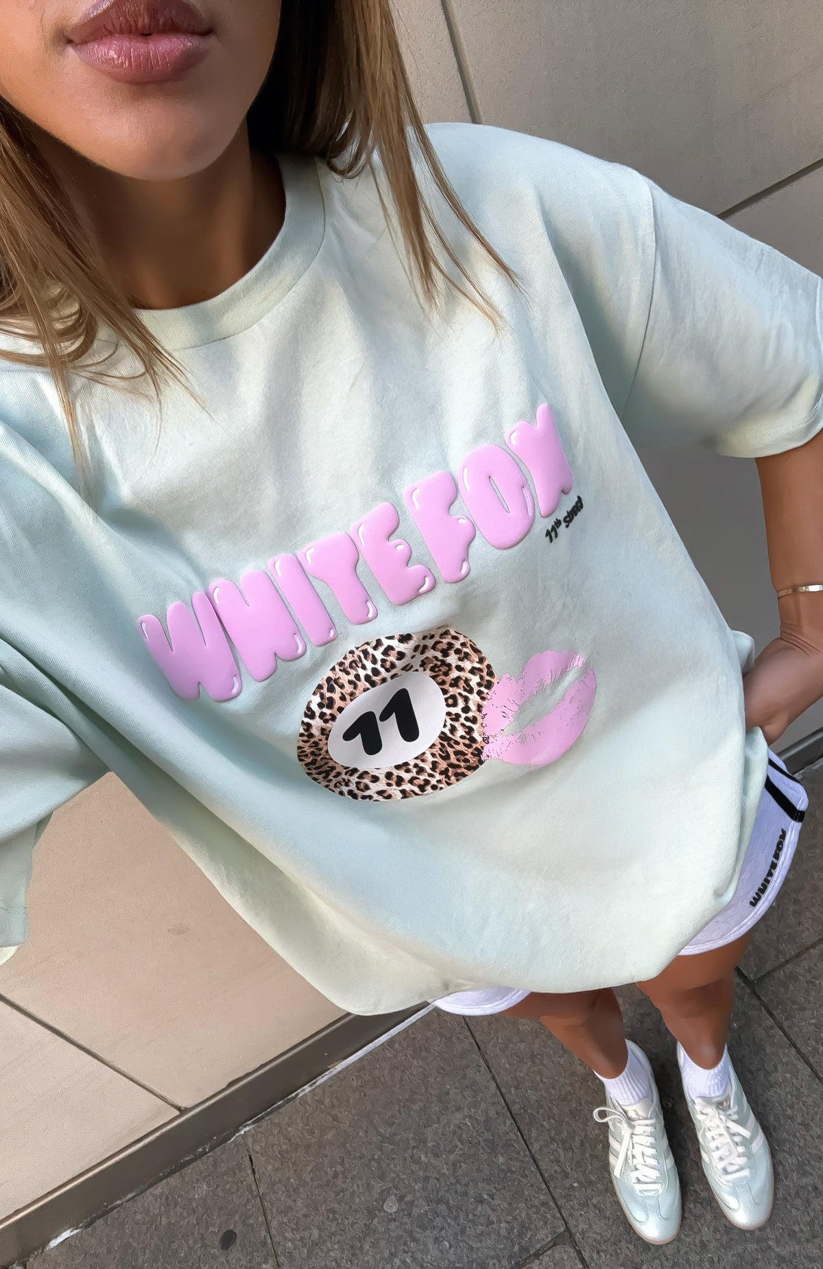 White Fox 11th Street Concrete Jungle Oversized Tee Iced Matcha