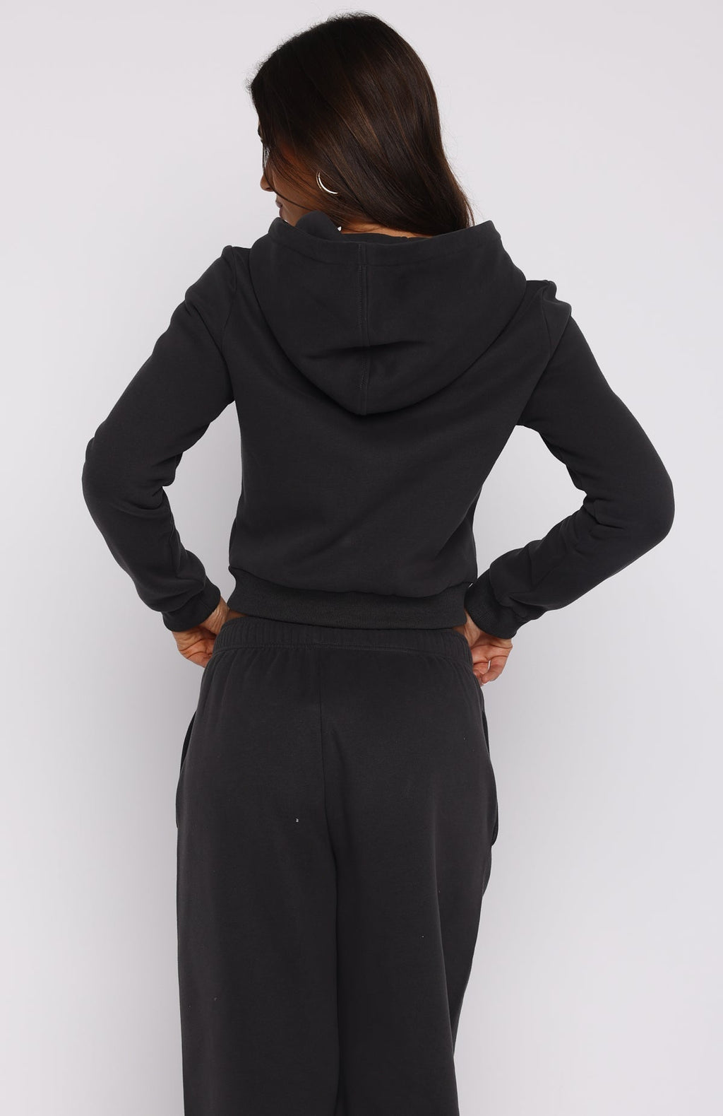 White Fox Comfy And Cute Slim Zip Front Hoodie Charcoal