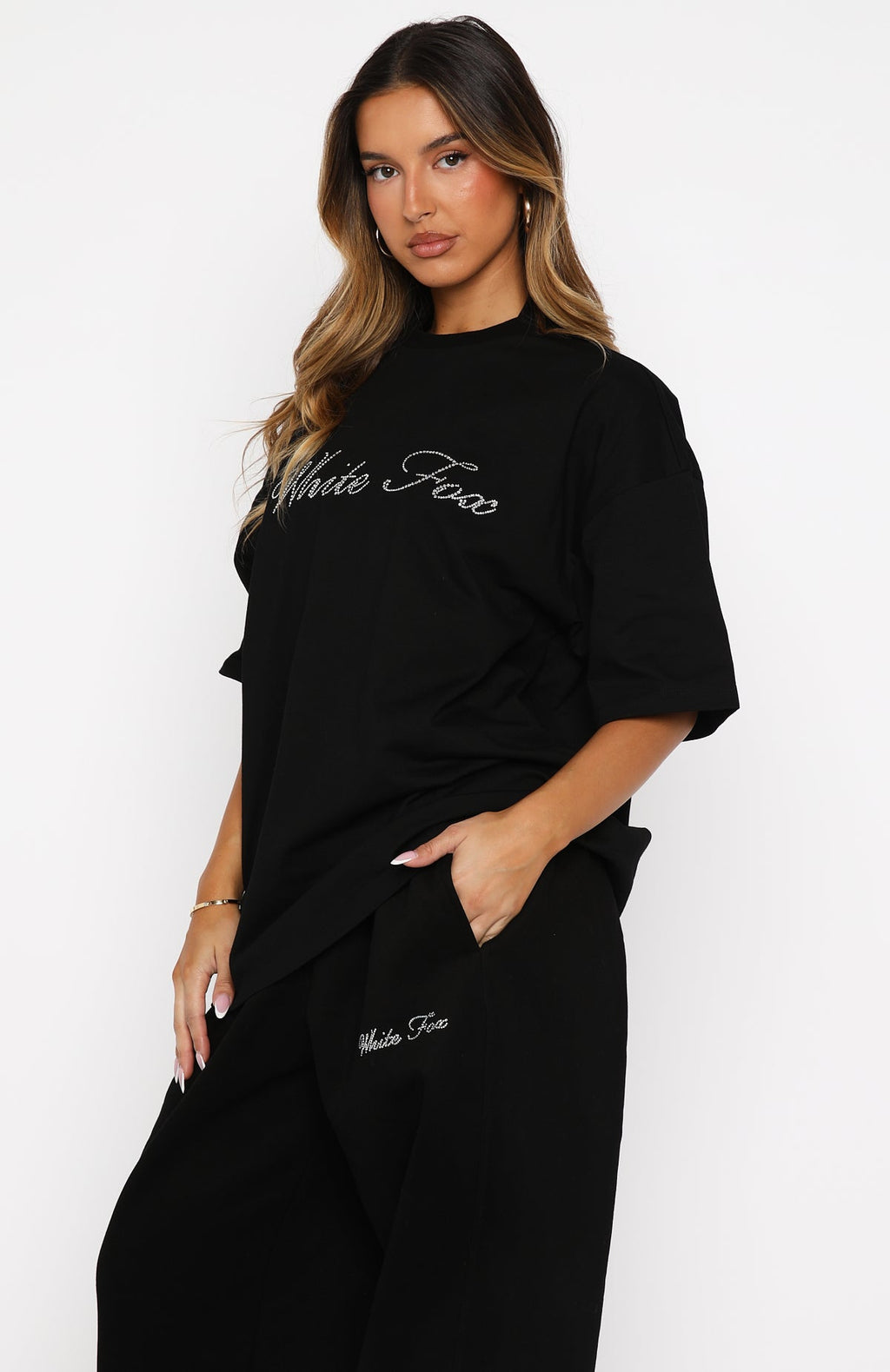 White Fox Make It Or Break It Oversized Tee Black
