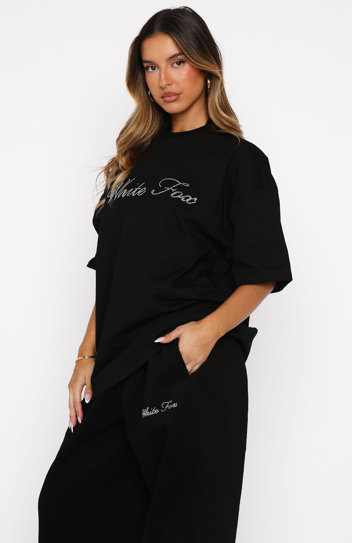 White Fox Make It Or Break It Oversized Tee Black