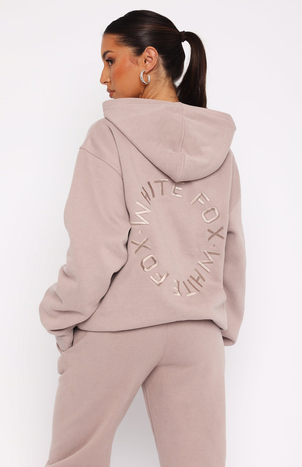 White Fox Stay Lifted Oversized Hoodie Cinnamon