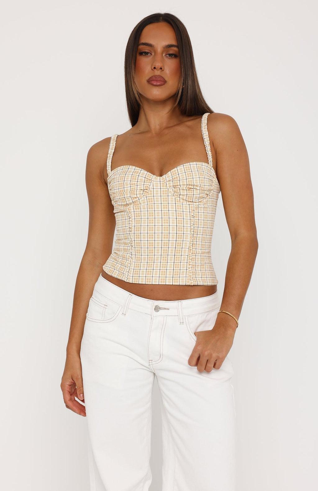 White Fox Cosmic Crush Bustier Burnt Butter Check
