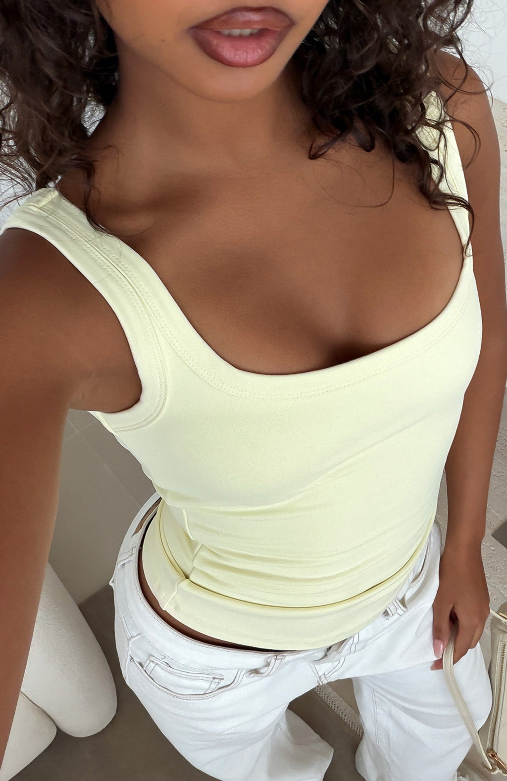 White Fox Chill Vibes Tank Top Lemon