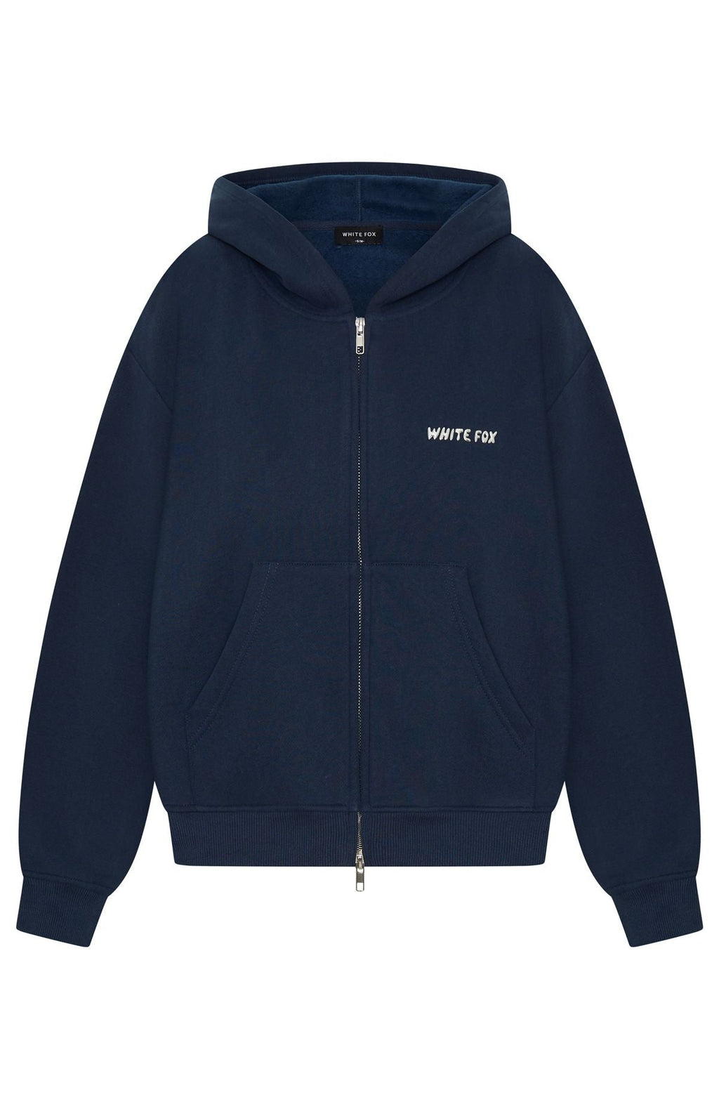 White Fox Test Drive Boxy Zip Front Hoodie Dark Navy