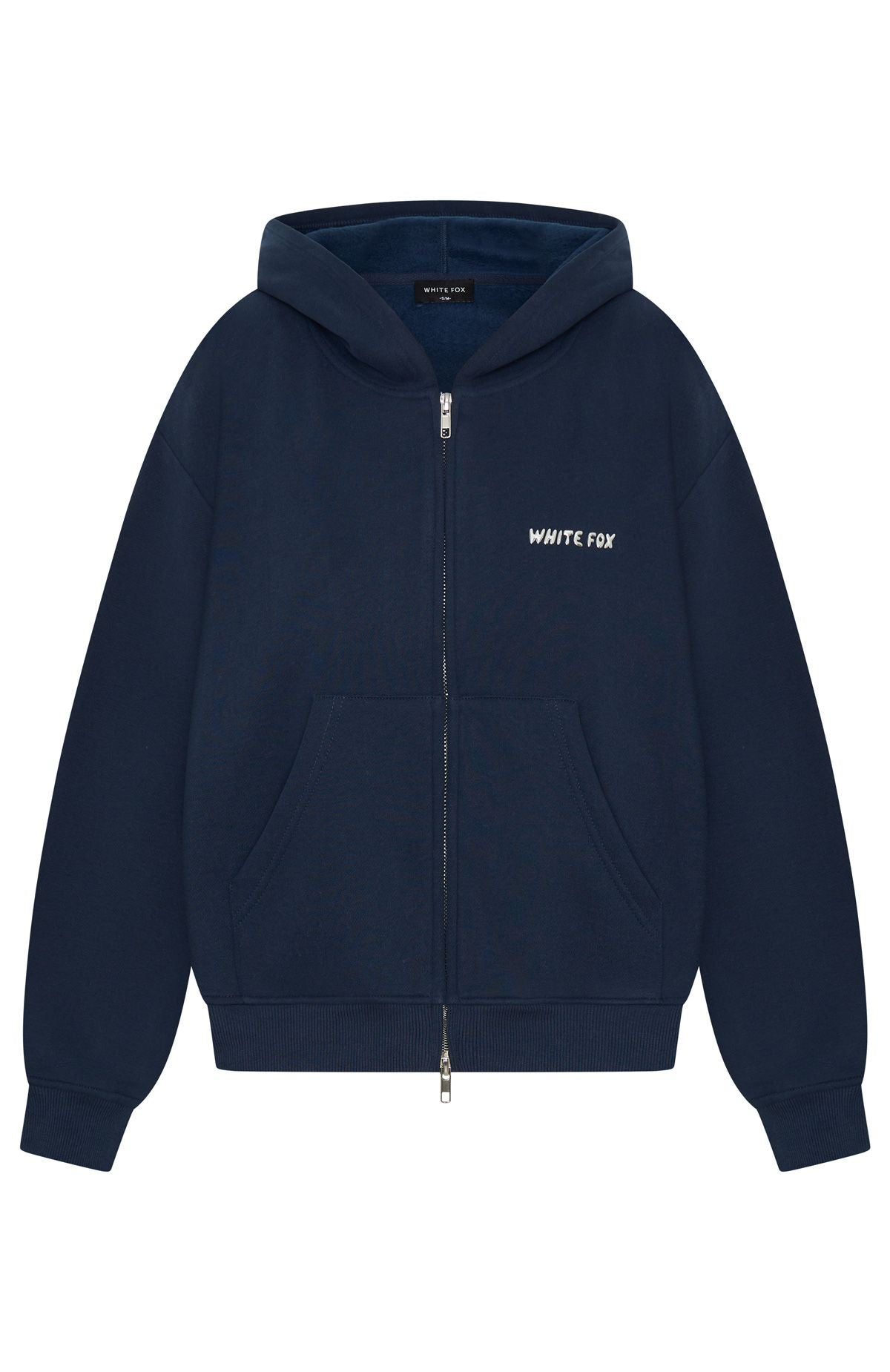 White Fox Test Drive Boxy Zip Front Hoodie Dark Navy