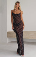 White Fox Just For Me Maxi Dress Black/White Polka Dot