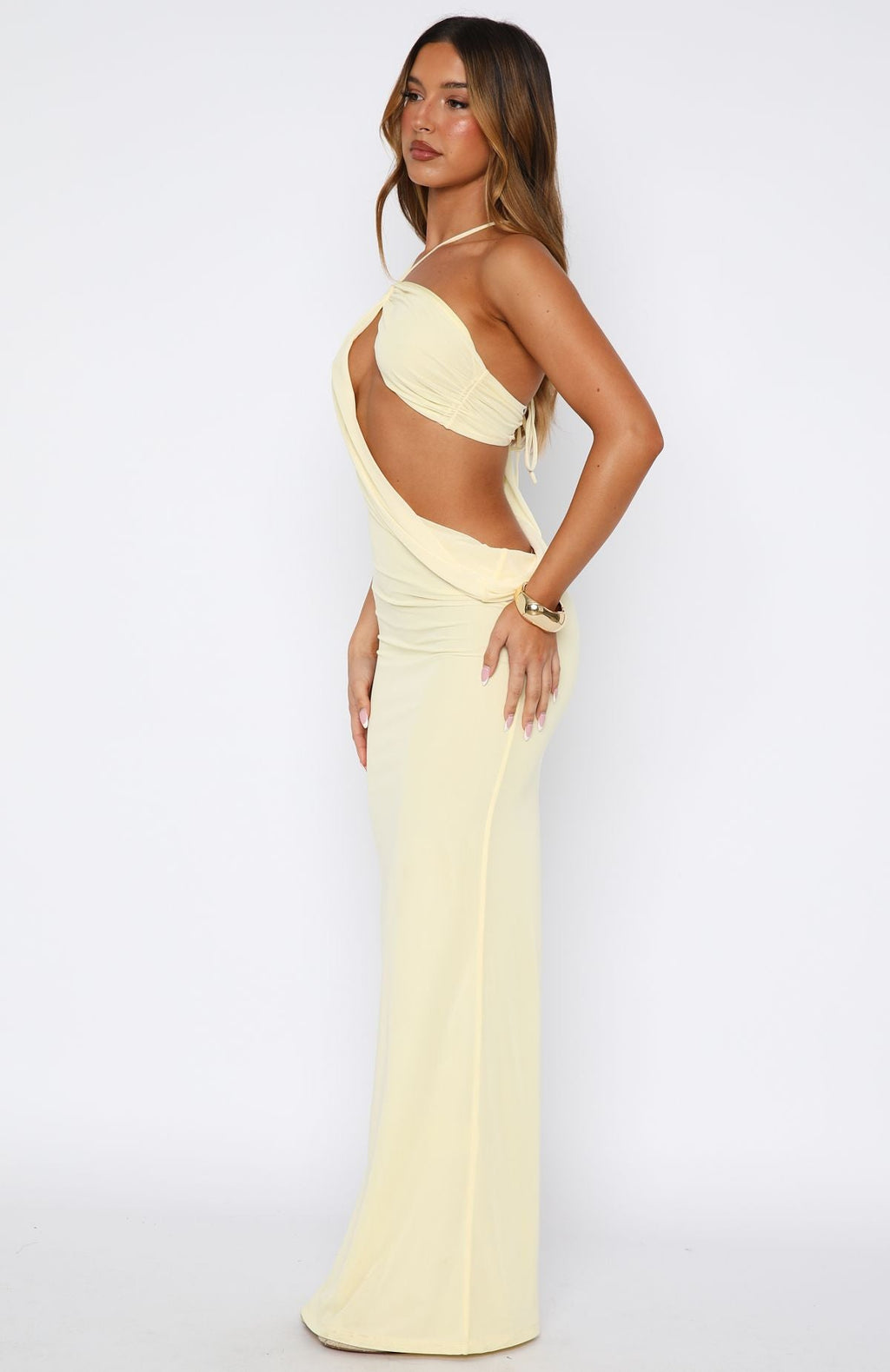 White Fox Monaco Moment Maxi Dress Lemon