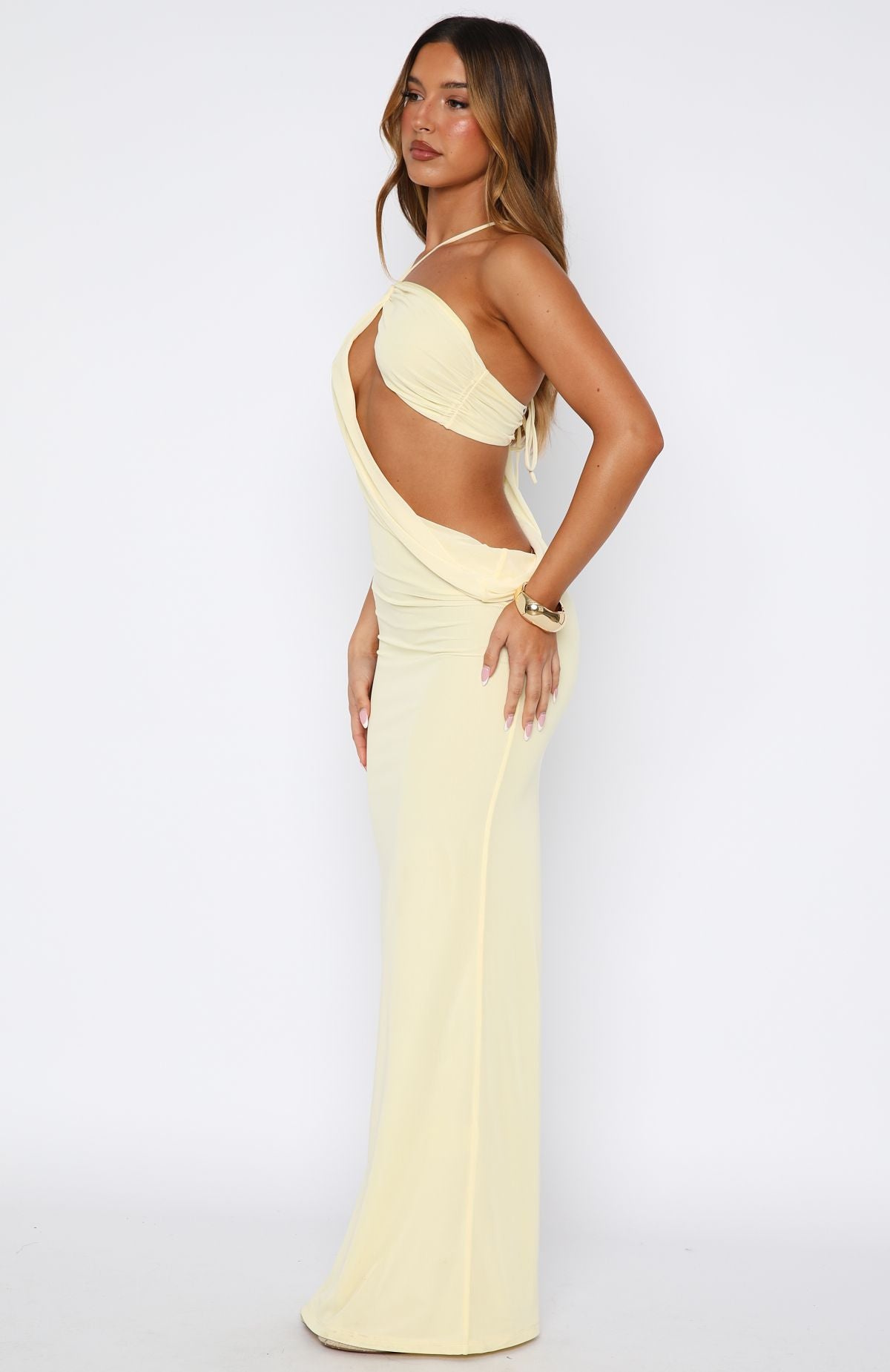 White Fox Monaco Moment Maxi Dress Lemon