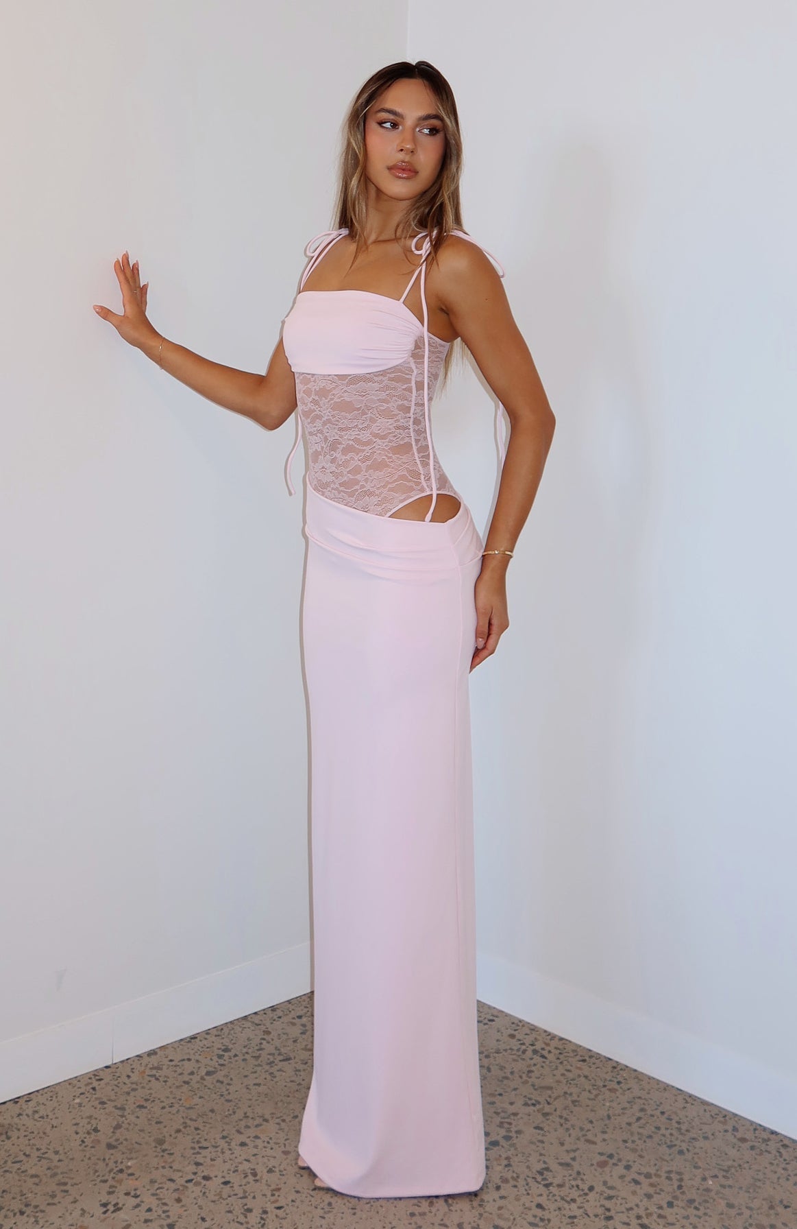 White Fox Compliment Me Maxi Dress Baby Pink