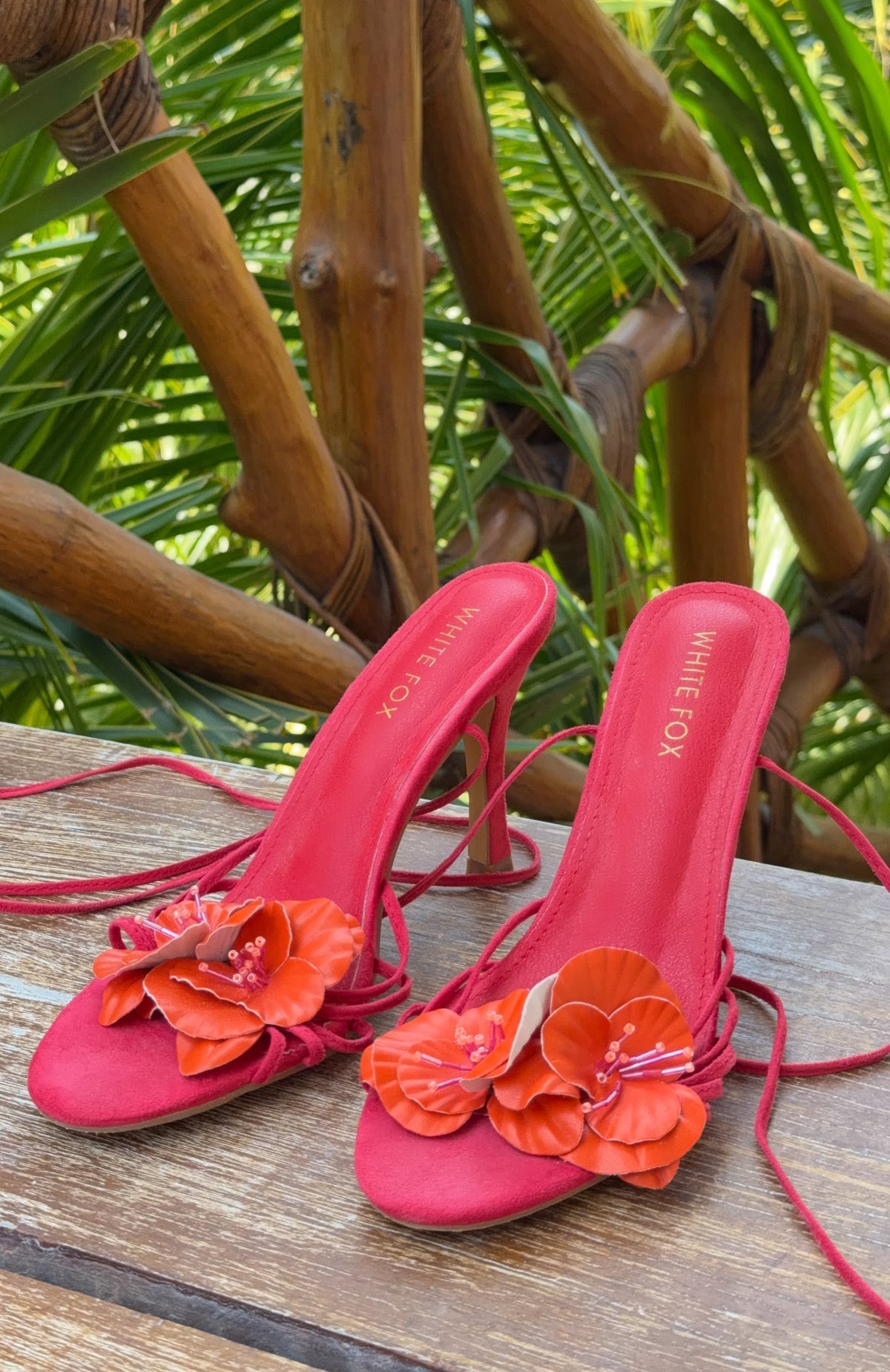 White Fox Erina Wrap Heels Raspberry