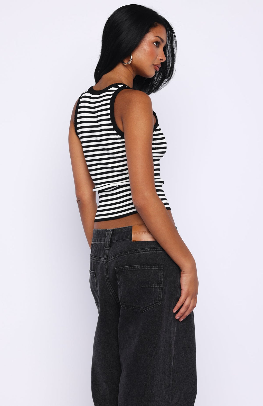 White Fox Wanting Problems Knit Top Black/White Stripe