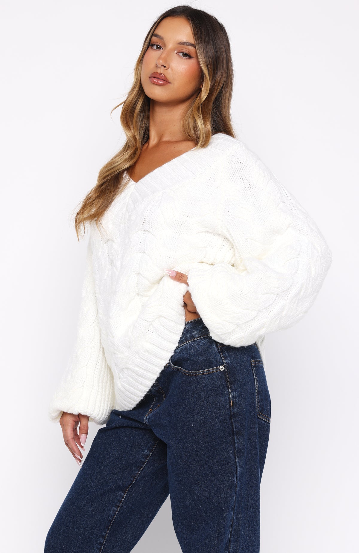 White Fox Showfern Knit Sweater Off White